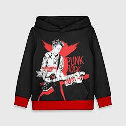 Толстовка-худи детская Punk-rock, цвет: 3D-красный