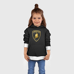 Толстовка-худи детская Lamborghini logo n carbone, цвет: 3D-белый — фото 2
