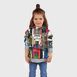 Толстовка-худи детская London doors цифровой коллаж, цвет: 3D-меланж — фото 2