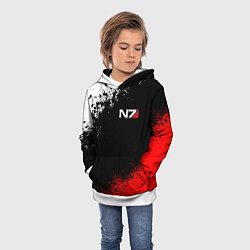 Толстовка-худи детская MASS EFFECT N7, цвет: 3D-белый — фото 2