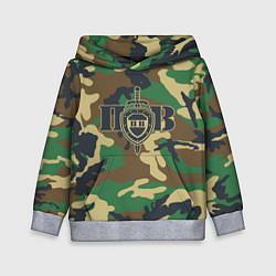 Толстовка-худи детская Пограничные Войска камуфляж, цвет: 3D-меланж
