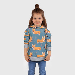 Толстовка-худи детская Корги с бабочкой, цвет: 3D-меланж — фото 2