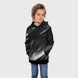 Толстовка-худи детская GEOMETRY STRIPES BLACK & WHITE, цвет: 3D-черный — фото 2