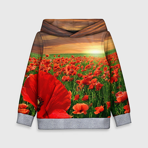 Детская толстовка Красный мак на закате / 3D-Меланж – фото 1