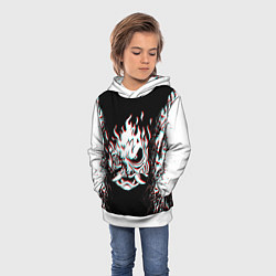 Толстовка-худи детская CYBERPUNK 2077 SAMURAI GLITCH, цвет: 3D-белый — фото 2