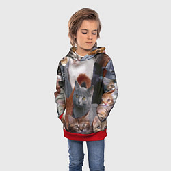Толстовка-худи детская КОТЯТКИ, цвет: 3D-красный — фото 2