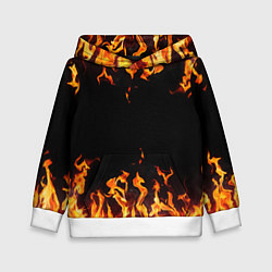 Толстовка-худи детская FIRE ОГОНЬ, цвет: 3D-белый