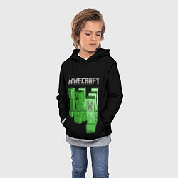 Толстовка-худи детская MINECRAFT CREEPER, цвет: 3D-меланж — фото 2