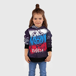 Толстовка-худи детская Russia Bear, цвет: 3D-черный — фото 2