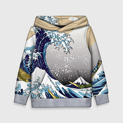 Толстовка-худи детская The great wave off kanagawa, цвет: 3D-меланж