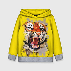 Толстовка-худи детская Оскал тигра, цвет: 3D-меланж