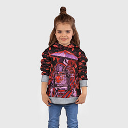 Толстовка-худи детская Самурай в розах, цвет: 3D-меланж — фото 2