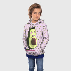 Толстовка-худи детская Авокадо Кот, цвет: 3D-синий — фото 2