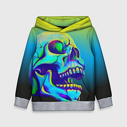 Толстовка-худи детская Neon skull, цвет: 3D-меланж