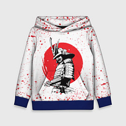Толстовка-худи детская Самурай в каплях крови Z, цвет: 3D-синий