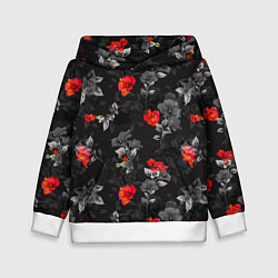 Толстовка-худи детская Красные цветы, цвет: 3D-белый