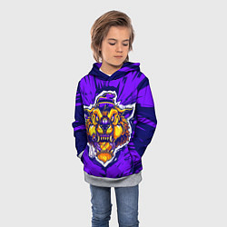 Толстовка-худи детская Граффити Лев фиолетовый, цвет: 3D-меланж — фото 2