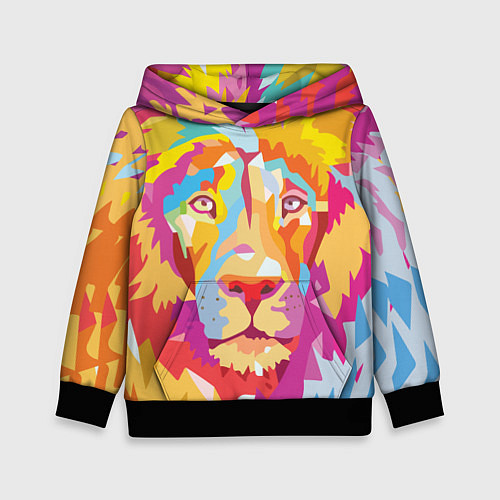 Детская толстовка Акварельный лев / 3D-Черный – фото 1