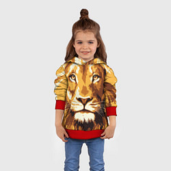 Толстовка-худи детская Взгляд льва, цвет: 3D-красный — фото 2