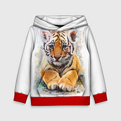 Толстовка-худи детская Tiger Art, цвет: 3D-красный