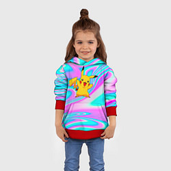 Толстовка-худи детская Пикачу, цвет: 3D-красный — фото 2