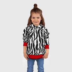 Толстовка-худи детская Зебра, цвет: 3D-красный — фото 2