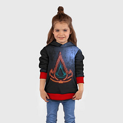 Толстовка-худи детская Assassins Creed Valhalla, цвет: 3D-красный — фото 2