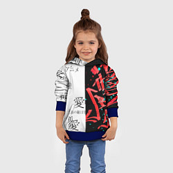 Толстовка-худи детская Японские надписи, цвет: 3D-синий — фото 2