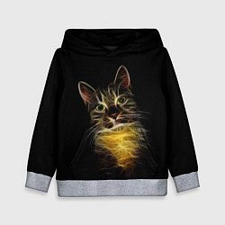 Толстовка-худи детская Дымчато-световой кот, цвет: 3D-меланж