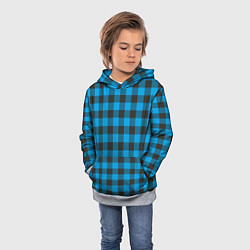 Толстовка-худи детская Голубая клетка, цвет: 3D-меланж — фото 2