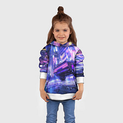 Толстовка-худи детская Cyberpunk city, цвет: 3D-белый — фото 2