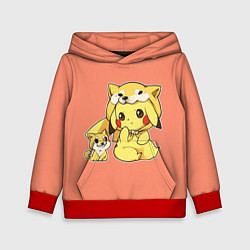 Толстовка-худи детская Pikachu Pika Pika, цвет: 3D-красный