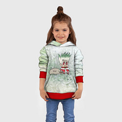 Толстовка-худи детская Доктор Стоун новогодний, цвет: 3D-красный — фото 2