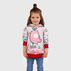 Толстовка-худи детская Among Us girl, цвет: 3D-красный — фото 2