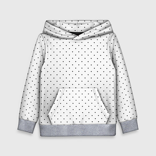 Детская толстовка Сердечки черные на белом / 3D-Меланж – фото 1