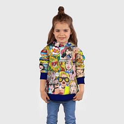 Толстовка-худи детская Pop Art, цвет: 3D-синий — фото 2