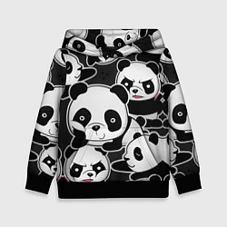 Толстовка-худи детская Смешные панды, цвет: 3D-черный