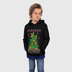 Толстовка-худи детская Meowy christmas, цвет: 3D-синий — фото 2