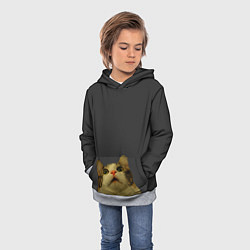 Толстовка-худи детская Коте смотрит вверх, цвет: 3D-меланж — фото 2
