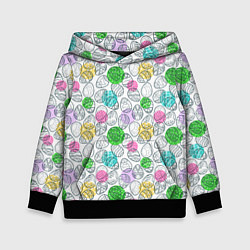 Толстовка-худи детская Пасхальные яйца, цвет: 3D-черный