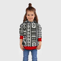 Толстовка-худи детская Этнический узор, цвет: 3D-красный — фото 2
