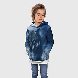 Толстовка-худи детская Красивый волк, цвет: 3D-белый — фото 2