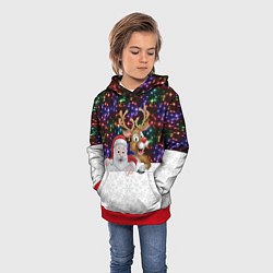 Толстовка-худи детская Новый Год, цвет: 3D-красный — фото 2