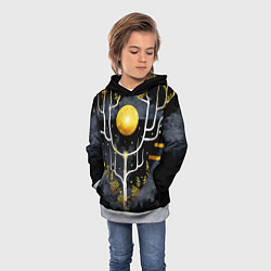 Толстовка-худи детская Графит и золото: дерево жизни, цвет: 3D-меланж — фото 2