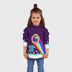 Толстовка-худи детская AMONG US neon rainbow, цвет: 3D-белый — фото 2