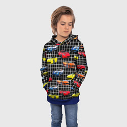 Толстовка-худи детская Гоночные тачки, цвет: 3D-синий — фото 2