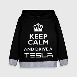 Толстовка-худи детская Drive a Tesla!, цвет: 3D-меланж