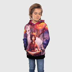 Толстовка-худи детская Девушка-лиса, цвет: 3D-черный — фото 2