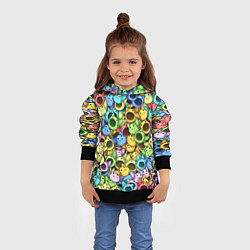 Толстовка-худи детская Цветные Поп Котики, цвет: 3D-черный — фото 2