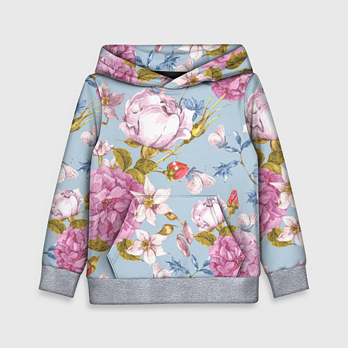 Детская толстовка Цветы / 3D-Меланж – фото 1